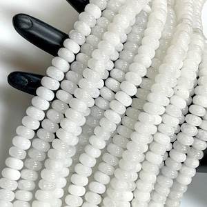 Perles de pierres précieuses en quartz blanc naturel Collier de perles en forme de rondelle lisse Perles de pierres précieuses naturelles de haute qualité pour la fabrication de bijoux - Product Image 6