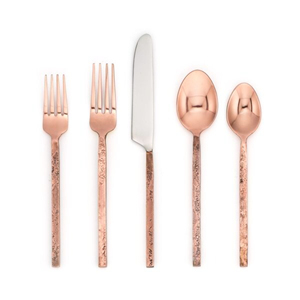 ชุดช้อนส้อมสแตนเลสมีดโลหะชุบทองแดงหรูหรามีดีไซน์แบนมีดีไซน์ - Product Image 4