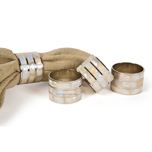 Mother of Pearl Metal <b>Silver</b> <b>Napkin</b> Rings for Home Wedding Dinner Party Table Decorations Round <b>Napkin</b> Holders - Product Image 1