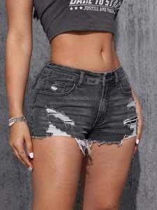 Shorts en jean pour femmes de la meilleure qualité, respirants, à séchage rapide, délavés, avec plusieurs poches, shorts en jean en gros - Product Image 3