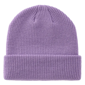 Unisex <b>Purple</b> Beanie <b>Hat</b> Knitted Winter Cap Solid Color Cuffed Design for Adults 56-58CM Head Circumference Casual Style - Product Image 6