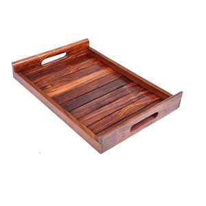 Bandejas artesanales de madera de mango, bandeja de bambú, bandeja de madera para comida - Product Image 6