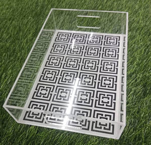 Acrylic Rectangle Shape Serving Tray for Home Hotel & Restaurant <b>Clear</b> Color Coffee Food Salad Snack Serving Tray Hotel Supplies - Product Image 6