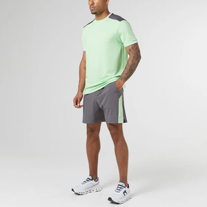 Logo personnalisé, vêtements de sport pour hommes, écologiques, imperméables, respirants, en coton et polyester, toile unie, de haute qualité, sportifs, fitness - Product Image 6