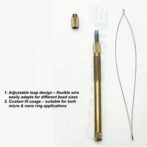 Gold Hair Extension Pulling Loop Tool for Micro Ring <b>Beads</b> | Professional Wire Loop Threader for Hair Extensions Installation - Product Image 2