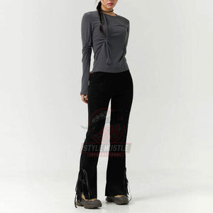 Pantalones de chándal acampanados para mujer, hechos de algodón y poliéster, de alta calidad, ajustados y de gran venta. - Product Image 2