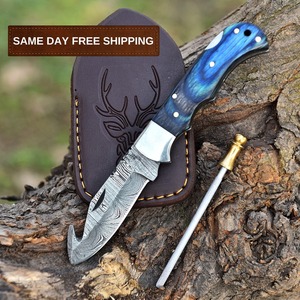 Gran oferta, cuchillo de bolsillo plegable de acero de Damasco hecho a mano personalizado, mango de madera de cuero, hermosos cuchillos para acampar al aire libre, soporte OEM - Product Image 6