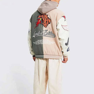 แจ็กเก็ตผ้าโพลีเอสเตอร์สำหรับผู้ชายปรับแต่งได้เสื้อแจ็กเก็ตขนแกะสไตล์เบสบอลคอตั้งปักอักษรถนนสูงสำหรับฤดูหนาว - Product Image 6