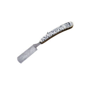 Rasoir pliant droit en acier damas personnalisable manche en os personnalisé rasage couteaux de barbier bricolage OEM Support pour industriel - Product Image 5