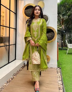 Nuevo diseñador gasa Reversible Casual boda bordado trabajo elegante indio y paquistaní Kurta con Dupatta - Product Image 4