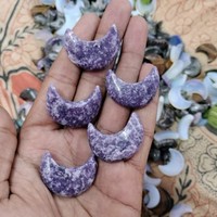 Pendentif en Lepidolite Polie et Quartz Lune, Pierre Naturelle de Qualité Supérieure pour la Guérison, Cristal d'Agate – Vente en Gros