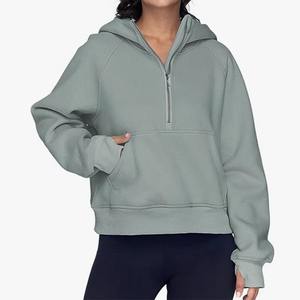 OEM <b>Women</b> <b>Turtleneck</b> Sweatshirts Quarter Zipper <b>Jumper</b> Custom logo Winter Clothing Fashion Casual Girl Clothing sweatshirt - Product Image 4