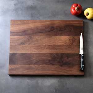 Planche à découper rectangulaire en bois artisanale MS de qualité supérieure avec poignée, épaisseur de 12 mm, durable et écologique, passe au lave-vaisselle - Product Image 1