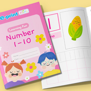 Cahier d'exercices de nombres pour enfants E-print 1-10, apprentissage précoce du comptage pour les enfants de 3 à 6 ans, format A5 - Product Image 1
