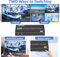 SYONG 4K HDMI Multiviewer 4x2, commutateur multi-vues quad, commutation transparente 4 entrées 2 sorties, sortie audio 3,5 mm, prise en charge 4K 30 Hz, pour PS4/PC/DVD