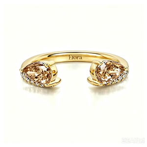 Bague Everett en or blanc 14 carats avec diamant de laboratoire taille poire couleur champagne - Bague géométrique avec pierre précieuse certifiée IGI - Product Image 1