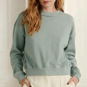 Sweat-shirt à col rond en molleton de coton rose brodé en 3D personnalisé de haute qualité pour femmes - Product Image 5