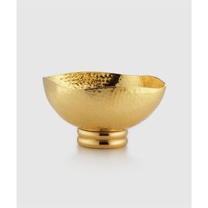 Ensemble de bols de service en métal gravé de luxe, faits à la main, décoratifs, en cuivre martelé/émail doré/argenté, bols à salade pour mariage et décoration - Product Image 5