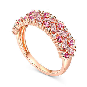 Anillo de boda Jeulia estilo coreano con zafiro rosa - Incrustaciones brillantes de plata de ley - Product Image 3