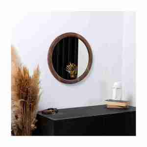 Nouveau look avec un prix raisonnable Artisanat Barber Shop Mirror Fabricant et exportateur de cadre en bois rond moderne de qualité supérieure - Product Image 2