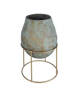 Florero de metal con acabado de pátina Con soporte de metal Accesorios decorativos modernos para el hogar - Product Image 2