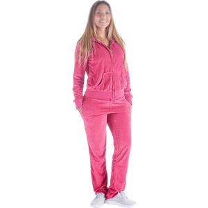 Women's Winter 2-Piece Velvet Tracksuit <b>Set</b> with <b>Short</b> <b>Top</b> & Hooded Zip Sweatpants | Casual Jogging Sweatsuit - Product Image 1