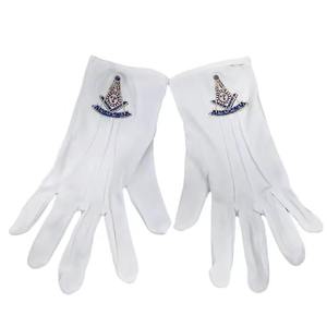 Precio al por mayor Iglesia masones Regalia guantes de mano de algodón blanco masónico bordado personalizado - Product Image 5