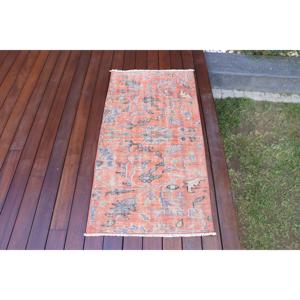 Petit tapis turc, tapis vintage 2,1x4 pieds, tapis en laine rouge patchwork - Product Image 4