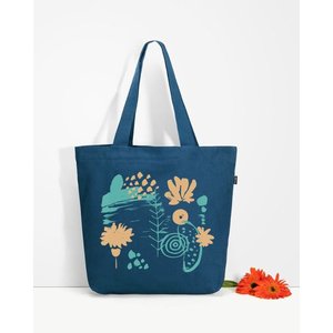 Large Zipper Tote Bag <b>Abstract</b> Bloom Decoration Lightweight Cotton Polyester Embroidery Portable Reusable for Daily Use Winter - Product Image 1
