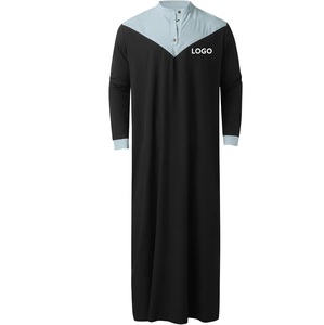 Mode saoudienne musulman omanais poche couleur unie Thobe hommes islamique musulman marron couleur soie brillant Thobes Jubbah acheter en gros - Product Image 5