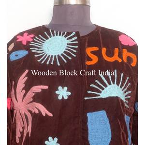 Hand Embroidered <b>Velvet</b> Suzani Jacket Bohemian Winter Wear Coat Jacket Floral <b>Velvet</b> Suzani Embroidered Birthday Gifts For women - Product Image 3