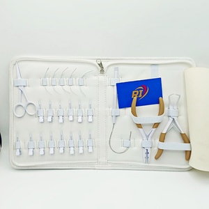 Kit d'outils professionnels pour extensions capillaires en acier inoxydable de couleur personnalisée, comprenant pinces, clips à boucle, aiguille à fil et accessoires complets pour cheveux - Product Image 3