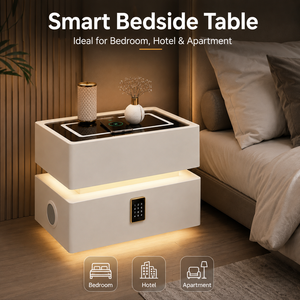 <span class=keywords><strong>Mesita</strong></span> de <span class=keywords><strong>Noche</strong></span> Flotante Inteligente con Carga Inalámbrica, Bloqueo por Huella Dactilar, Altavoz Bluetooth, <span class=keywords><strong>Luz</strong></span> LED, Montada en la Pared para Dormitorio - Product Image 6