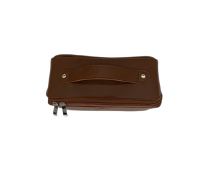 Venta al por mayor de bolsas de cosméticos Simili de viaje 2024 con logotipo personalizado PU Material Color marrón claro bolsa de cosméticos de maquillaje con cremallera - Product Image 4