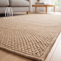 Alfombra de polipropileno Manemi Home, tejido plano, de pelo bajo, antideslizante, para sala de estar, rectangular, de color sólido, lavable, con base de goma delgada.