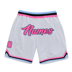 Short basique en maille de riz vert pour hommes décorer des rayures vertes blanches Applica brodé Nom personnalisé Numéro Logo Short de basket-ball - Product Image 6
