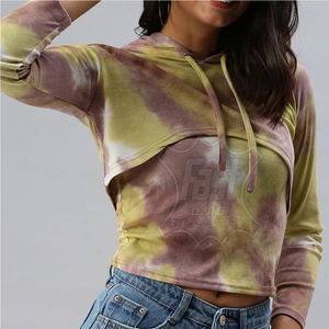 100% Cotton Crop Top Gym Hoodies For Women Casual Drop Shoulder Custom Printed Hoodies Customized - Product Image 6