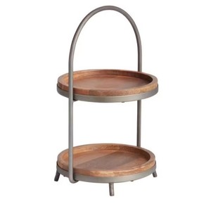 Soporte para Pastel de Madera de Acacia Ecológico Personalizado con Acero Inoxidable, Diseño Simple, Bandeja Giratoria para Exhibición de Cupcakes, Uso en Cocina y Hogar - Product Image 3
