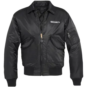 安全夹克绗缝外套飞行保暖安全衬里男士黑色定制补丁标志/安全卫士服