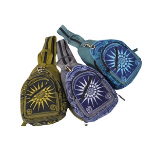 Customized Logo Eco-Friendly Unisex Fashion <b>Backpack</b> T02 With Hand-printed Beeswax Brocade Hoa Binh and Thai Binh Linen Material - Product Image 1