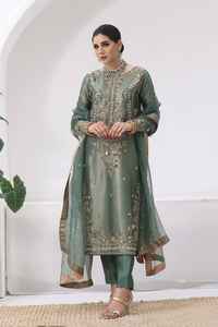 Vêtements de fête indiens et pakistanais traditionnels pour femmes Organza Shalwar Qameez avec décoration élégante perlée Dupatta et gland - Product Image 4