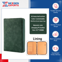Porte-documents en cuir Nexgen Exports, modèle 18 A4, pour conférences, qualité supérieure, logo personnalisé en relief.