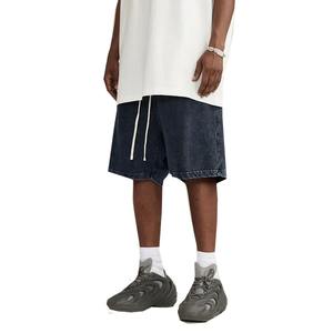 กางเกงขาสั้นผ้าเฟรนช์เทอร์รี่ใส่ได้ทั้งชายและหญิงกางเกงขาสั้นผ้าฝ้าย100% แบบวินเทจแอซิดลายกลางเอวสำหรับใส่เล่นยิมวิ่ง - Product Image 4