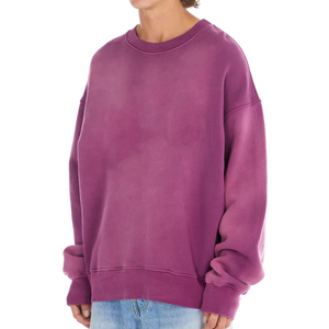 Personnalisé de haute qualité broderie personnalisée Sun Fade acide Wash sweat-shirt surdimensionné Streetwear goutte épaule hommes sweats - Product Image 2