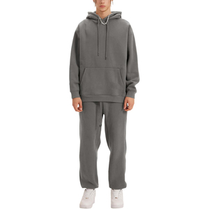 Survêtement uni 100% coton pour hommes, plusieurs couleurs brodées, coupe ample, ensemble de 2 pièces à des prix abordables pour l'hiver - Product Image 5