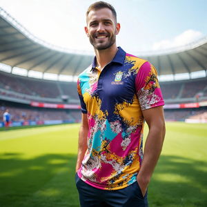 Ropa de calle de verano para hombre, camisa Polo, ropa de jogging de punto estampada a la moda con cuello vuelto, sublimación, ropa de verano para hombre - Product Image 5