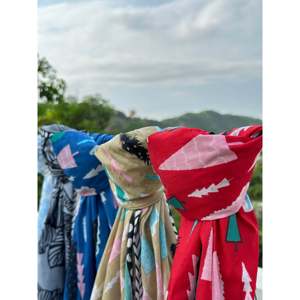 Indian Block Print Cotton <b>Sarong</b> Floral Beach <b>Wrap</b> in Traditional Pakistani Clothing Style - Product Image 5
