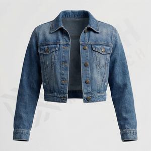 Custom 2026 Women Denim Jacket Casual Outwear Fall Button <b>Coat</b> Oversize Plain Dyed Cotton Fashion Streetwear - Product Image 1