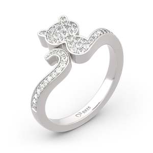 Jeulia Sterling Silver Cat <b>Ring</b> with Diamond Bezel Setting - Product Image 3