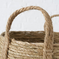 Paniers en paille tressée, jacinthe d'eau, jonc de mer et osier Bolga, faits main, écologiques, décoratifs, avec poignée, pour rangement, artisanat personnalisé